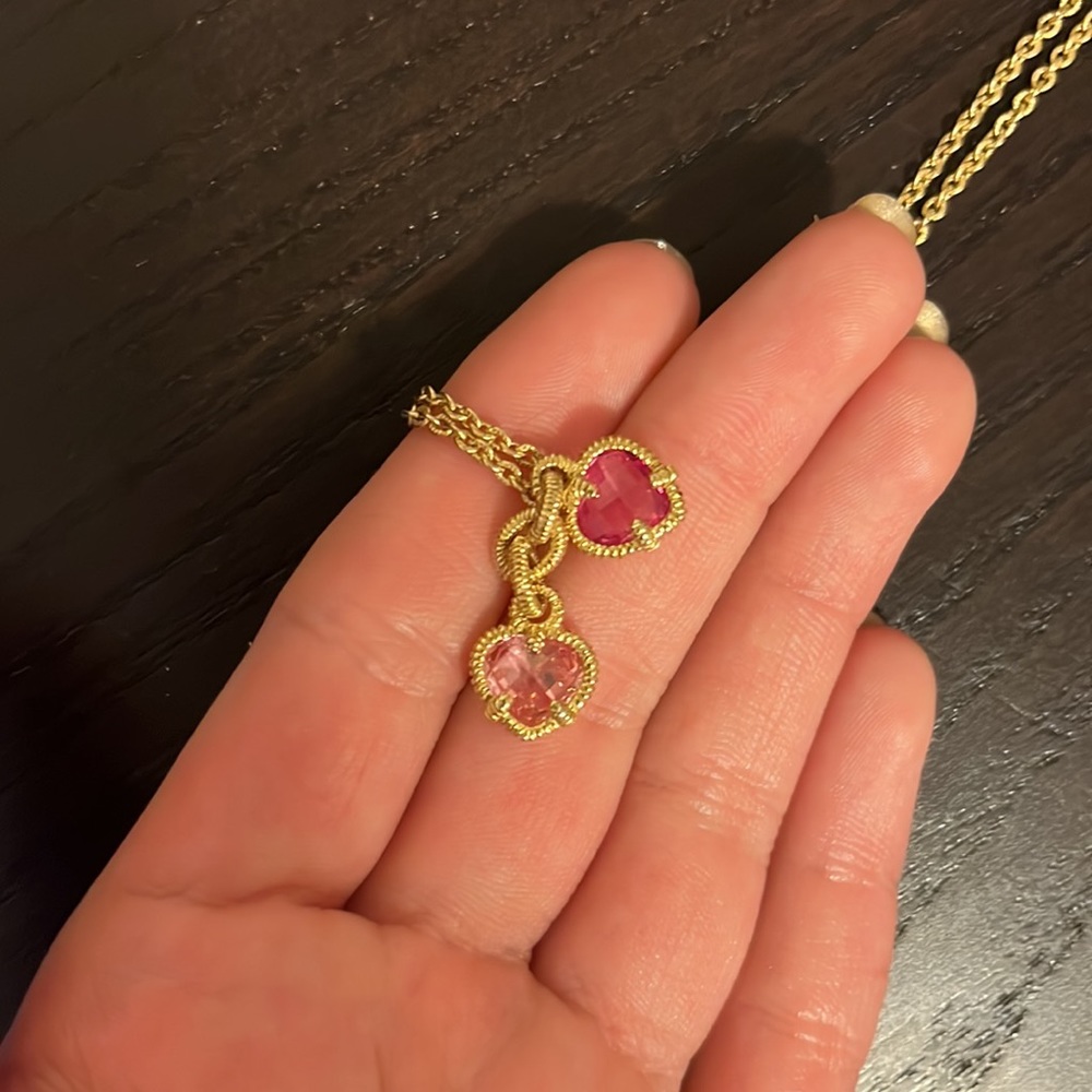 Judith Ripka 14K Goldplated Sterling Silver Double Heart Pendant Necklace